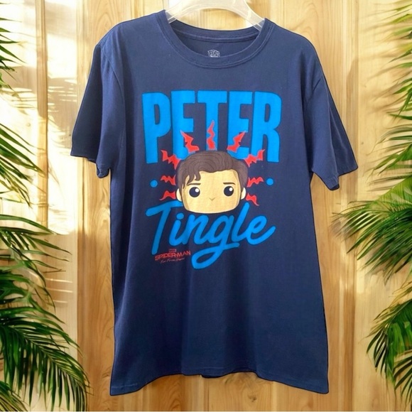 POP! TEES Marvel Spider-Man Far From Home - ‘Peter Tingle’ Graphic Tee - Medium - Picture 1 of 9